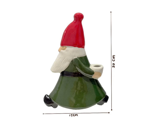 Christmas Handmade Ceramic Santa Claus Candle Holder Dwarf Candlesticks | Delicate Holiday Celebration Birthday Gift Home Creative Fun Ornament