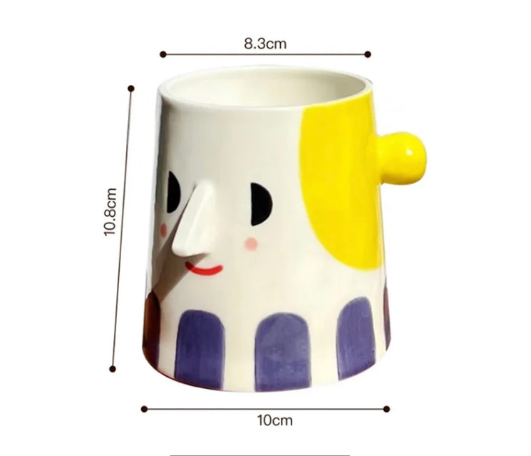 Handmade Ceramic 'Face' Mug (B) Coffee Cup Tea Cup High Temperature Resistant｜Delicate Celebration Birthday Gift Home Creative Fun Ornament