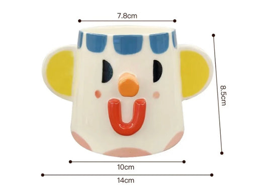 Handmade Ceramic 'Face' Mug (A) Coffee Cup Tea Cup High Temperature Resistant｜Delicate Celebration Birthday Gift Home Creative Fun Ornament