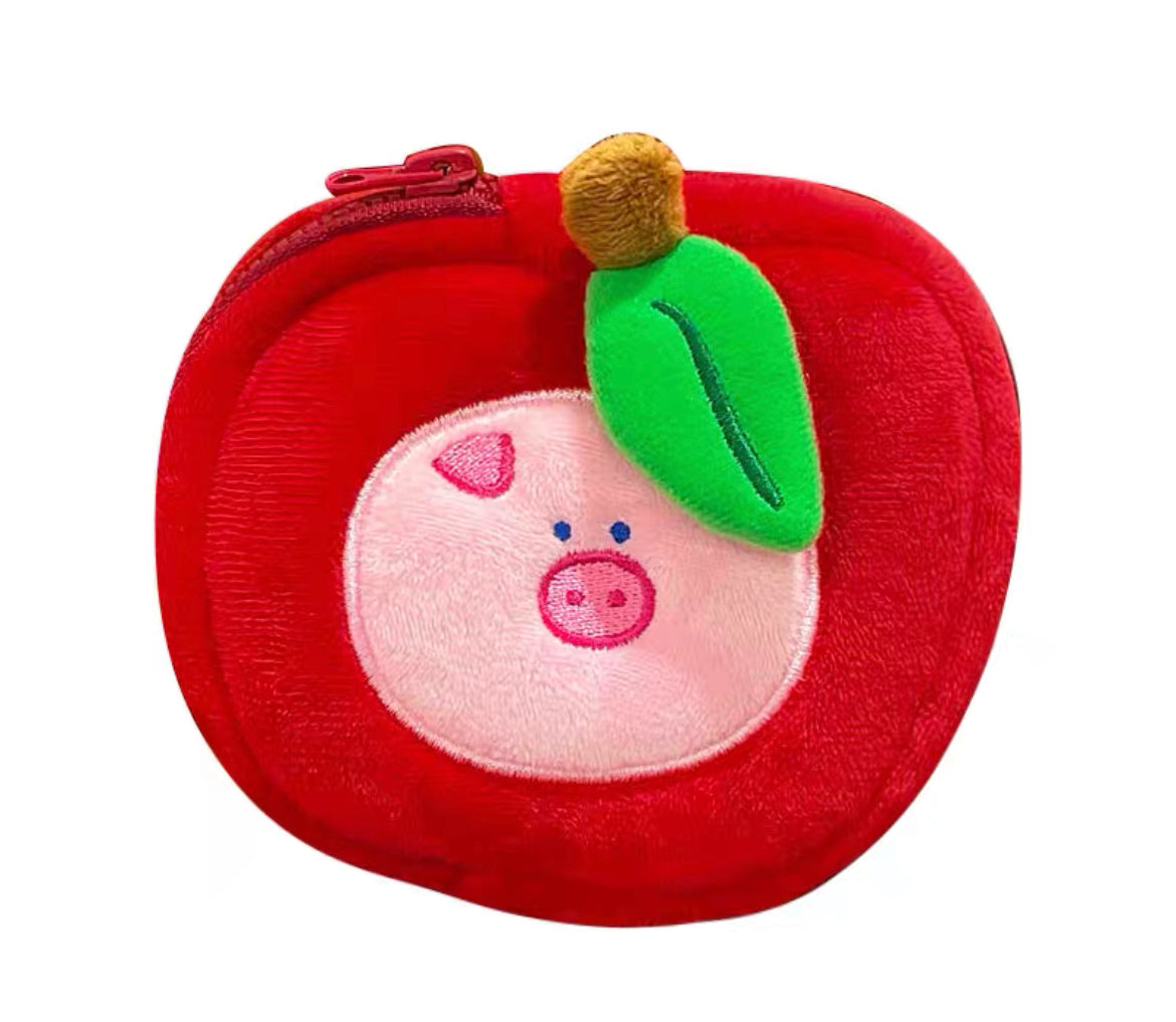 Red Apple Piggy Coin Purse Storage Pouch