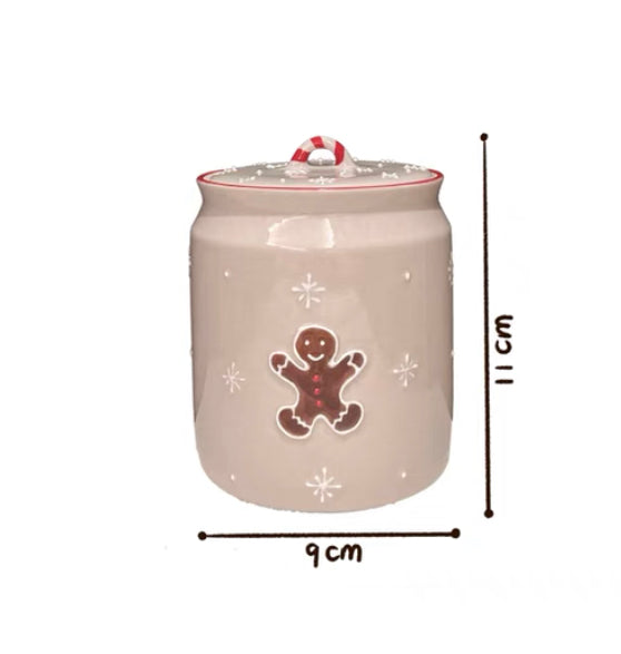 Christmas Gingerbread Man Ceramic Jar Multifunctional Tea Canister Cookie Jar Candy Jar｜Handmade Ceramic Works Holiday Gift